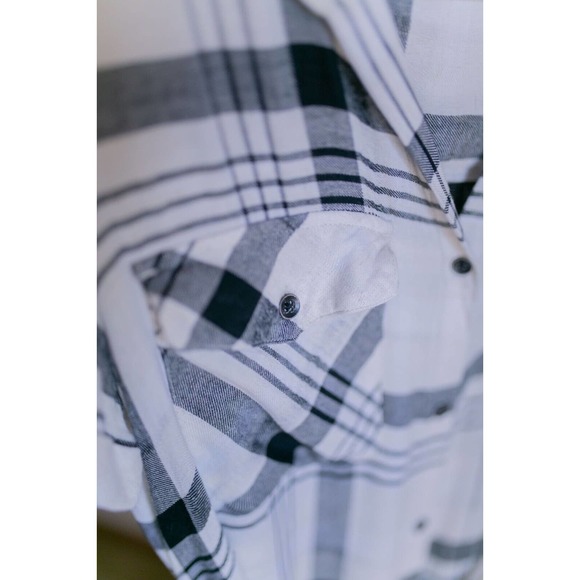 Anthropologie Cloth & Stone Hannah Midi White Plaid Button Down Shirt Dress Sz S - Picture 7 of 11